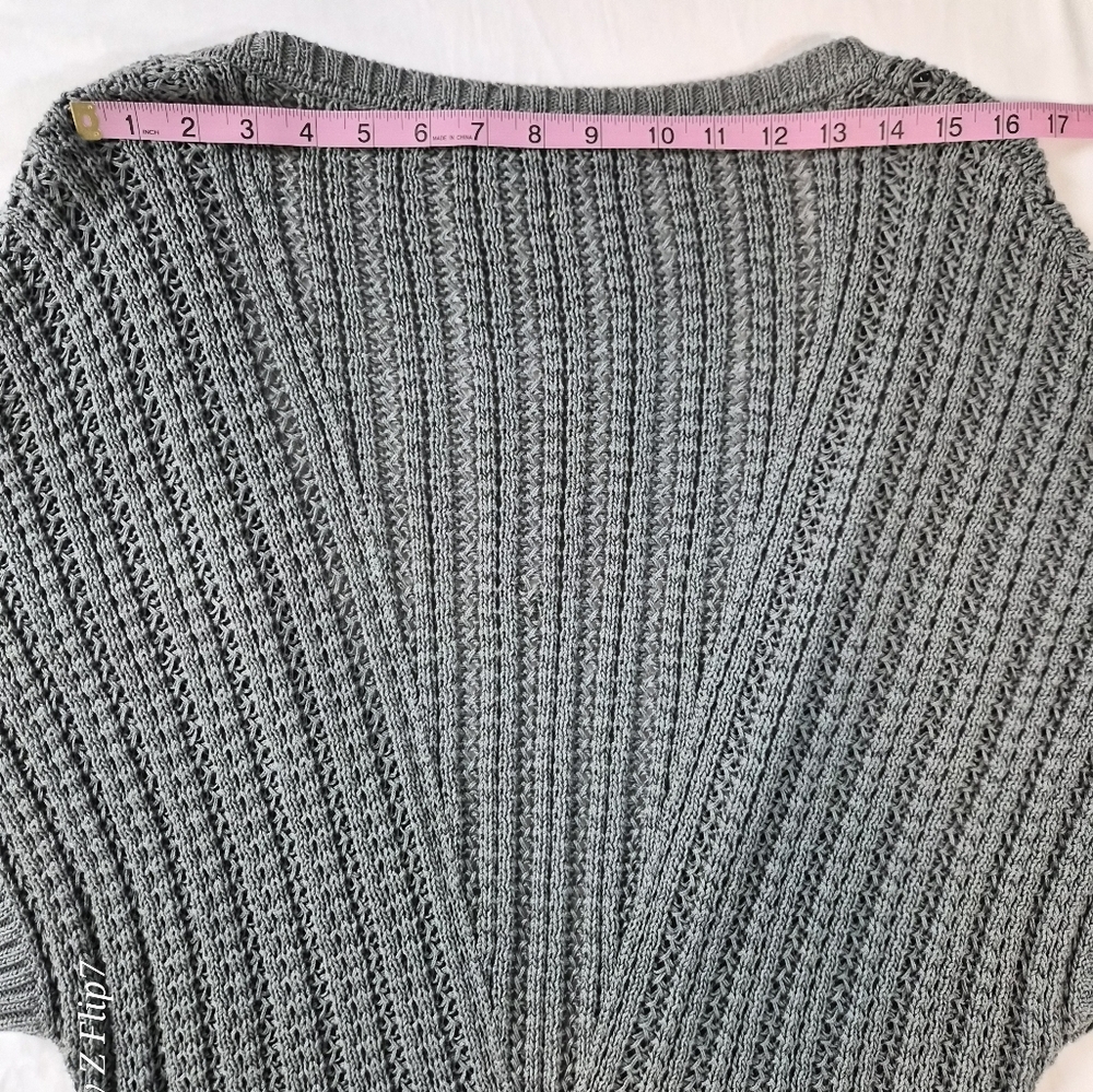 Peruvian Connection 100% Pima Cotton Open-Knit Cardigan Sweater - Gray - L - Picture 6 of 7